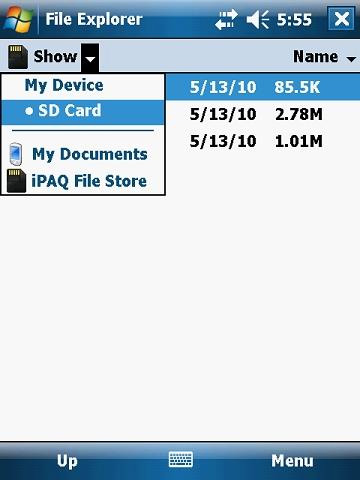 Figure 1 - File Explorer, SD Card